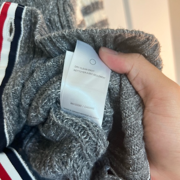 THOM BROWNE Gray 4-Bar Aran Cardigan - Picture 10 of 14